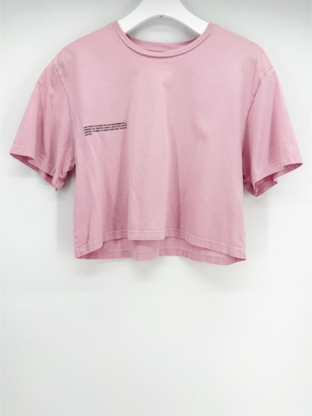 Pangaia Crew Neck Short Sleeve Crop Top Pink S - Picture 2 of 8
